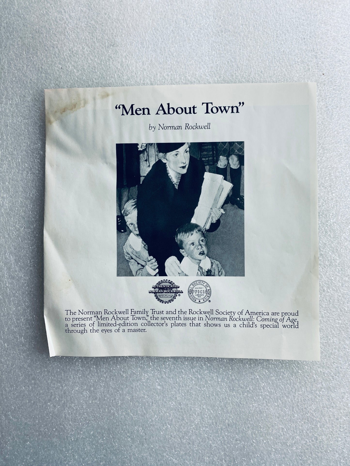#99 - norman Rockwell "Men About Town" 8 1/2" Decorative Plate With COA - (In Condition As Shown) (Copy)