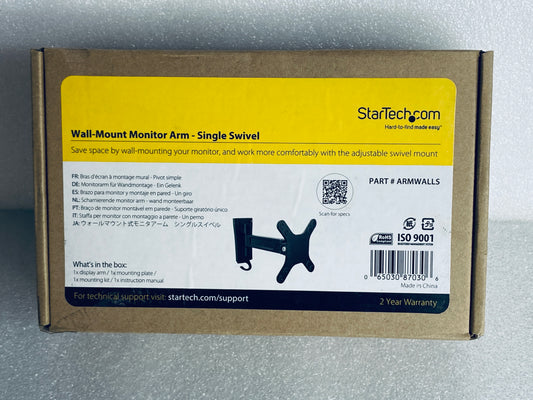 new - StarTech Wall-Mount Monitor Arm Single Swivel For 13" To 34" Monitors
