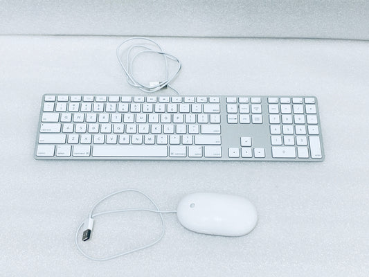 Apple White Aluminum USB Wired Keyboard A1243 & Apple Wired Mouse A1152 - (READ)