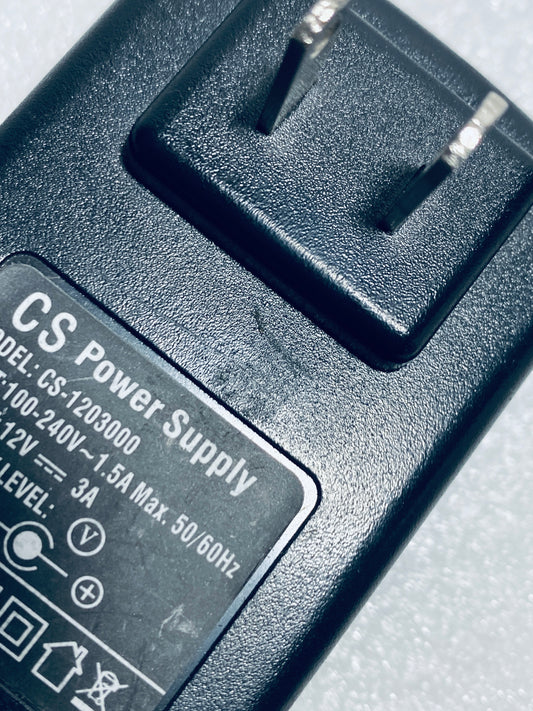cS CS-1203000 12V 3A AC Adapter/Charger Power Supply Cord, Black - (READ)