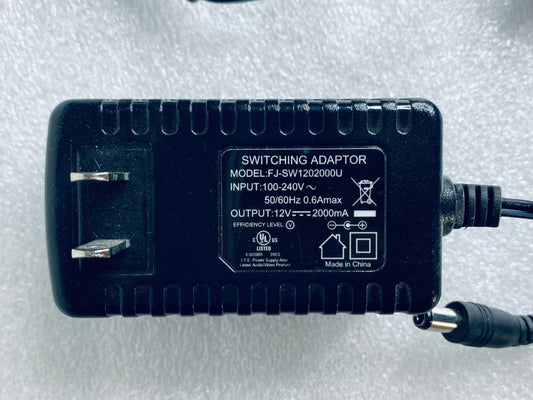 lot Of 2 - FJ-SW1202000U AC/DC 12V 0.6A Switching Adapter, Black - (READ)