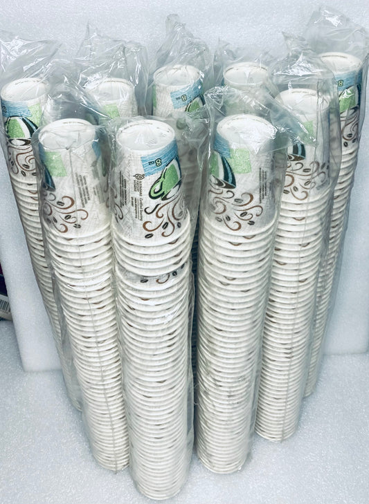 lot Of 500 - New Dixie Perfect Touch Insulated Paper Hot Cups 8 oz. (Box of 500 Count)