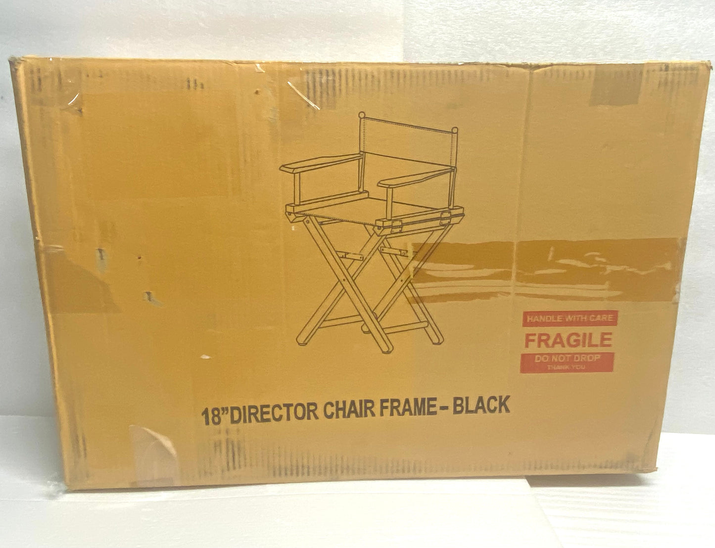New Open Box - 18" Casual Home Director's Chair, Black Canvas & Wood Frame