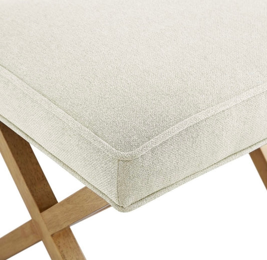 amazon Basics Modern Polyester Foot Stool 18"D x 19.8"W x 18.3"H, Ivory - (READ)