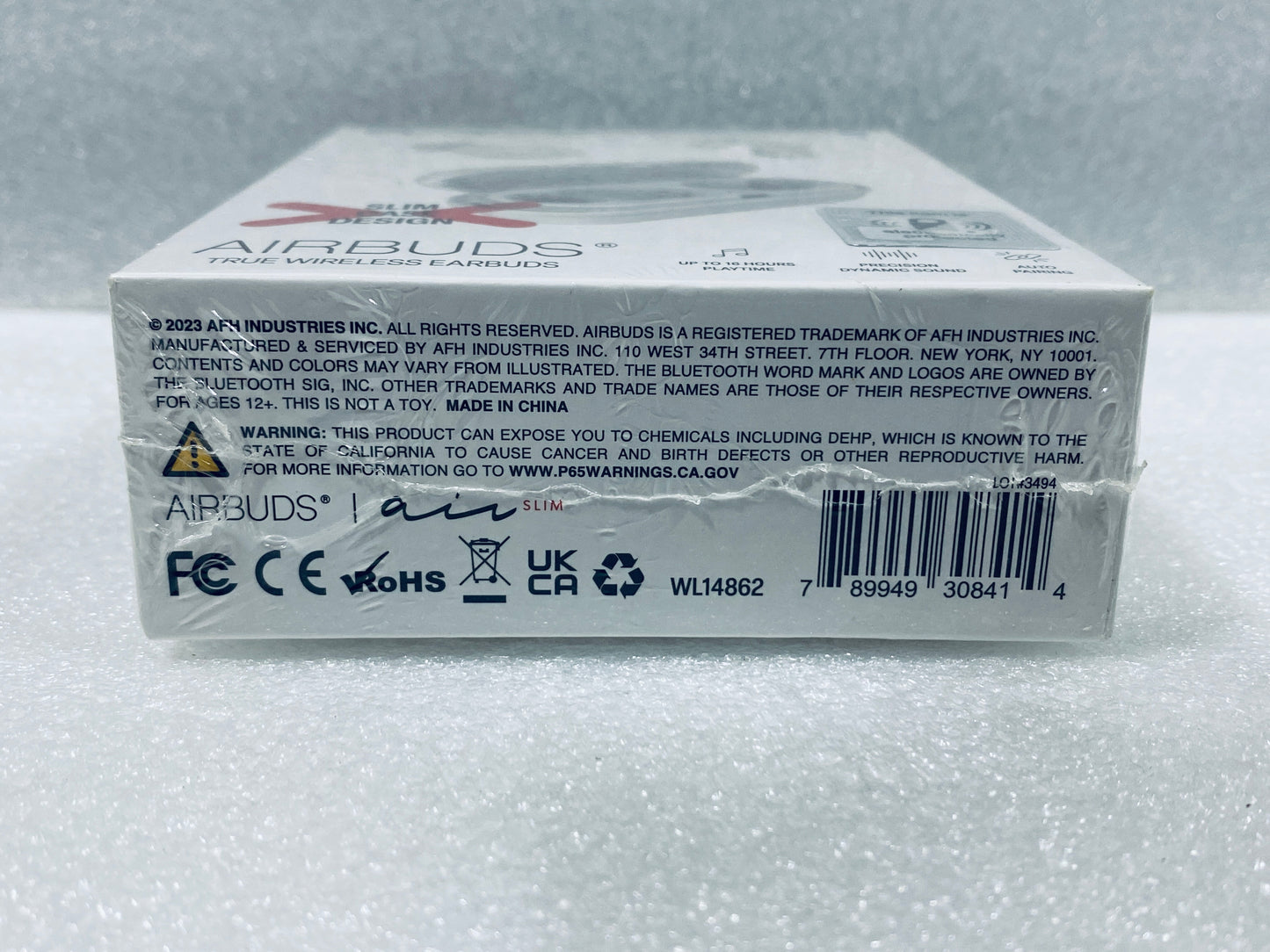 #102 - New - Airbuds Air Slim True Wireless Bluetooth White Earbuds With Charging Case - (AS SHOWN)