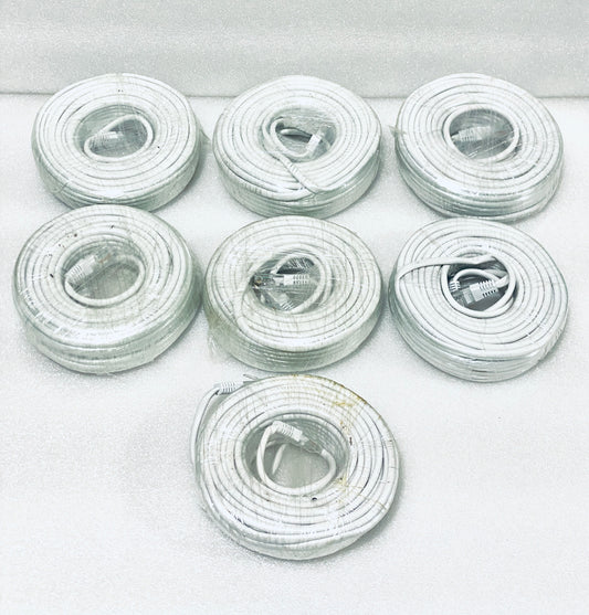 lot Of 7 Open Box - Approx. 60 Ft POE IP Ethernet Cables For Security Cameras