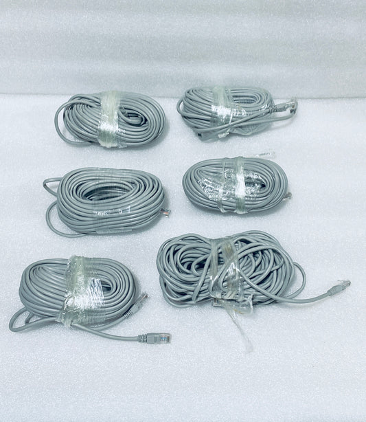 lot Of 6 - Approx. 55 Ft POE IP Ethernet Cables For Security Cameras, Gray