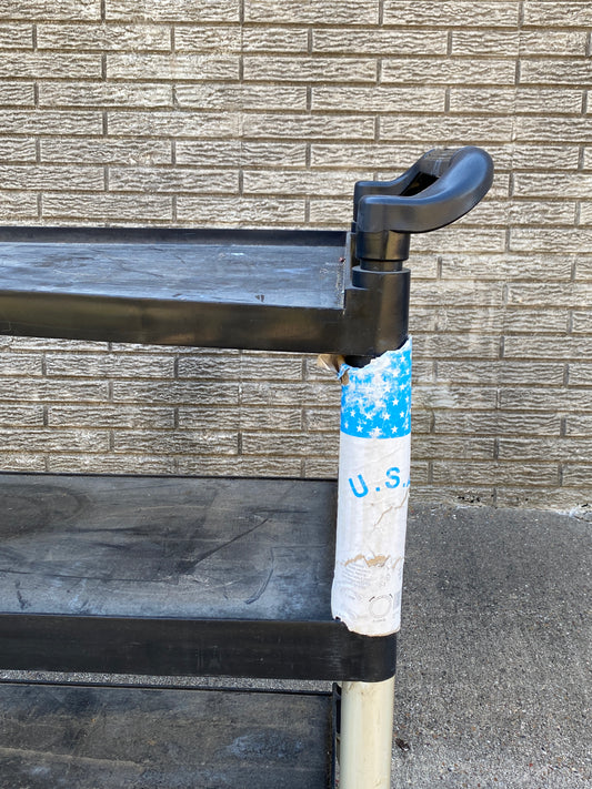 #135 - 3-Tier Black Plastic Utility Rolling Cart, Approx. Dimensions 40" x 38" x 20" - (IN CONDITION AS SHOWN) - (READ)