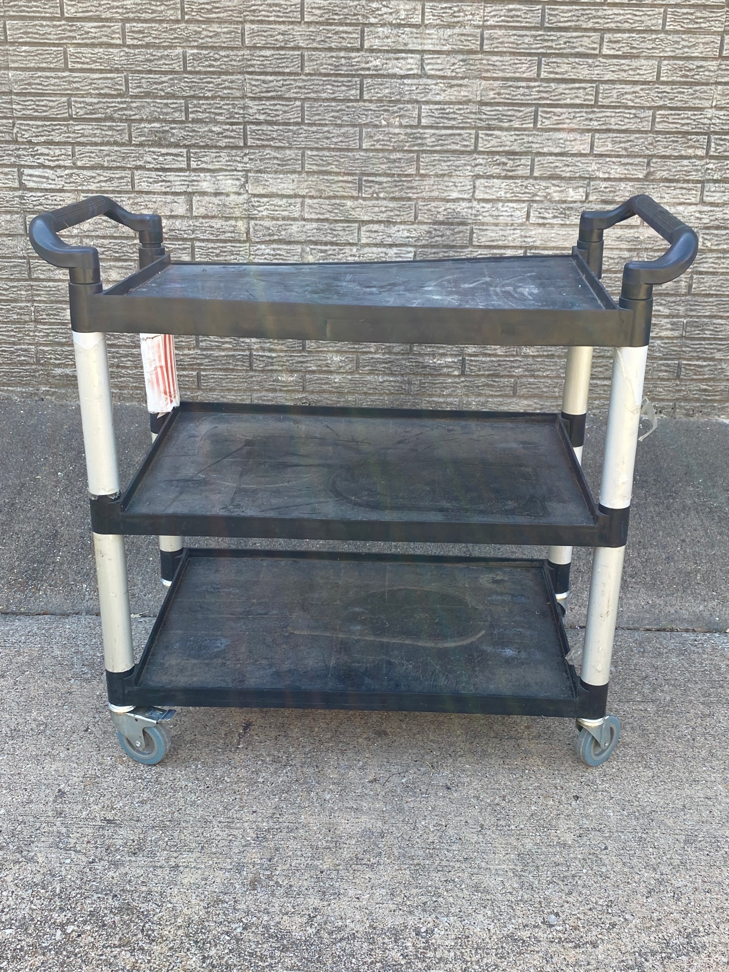 #135 - 3-Tier Black Plastic Utility Rolling Cart, Approx. Dimensions 40" x 38" x 20" - (IN CONDITION AS SHOWN) - (READ)
