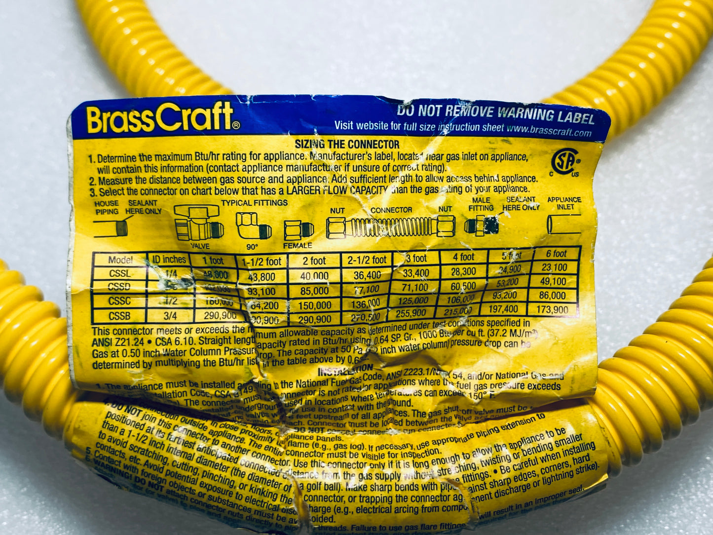 #148 - New Other - BrassCraft 5/8" OD 48" L Gas Connector - (AS SHOWN)