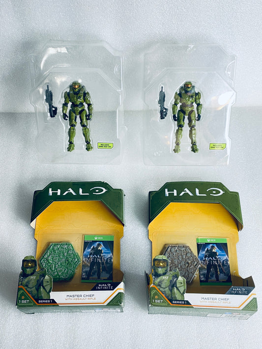 Lot Of 2 - Halo Series 1 Master Chief With Assault Rifle Action Figures