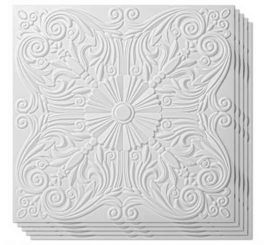 lot Of 12 New Other-Art3d Decorative 2' x 2' Spanish Floral Ceiling Tile, White