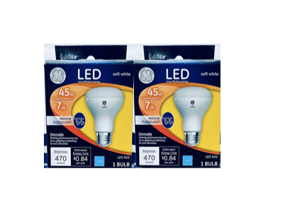 #159 - Lot Of 2 New - GE LED 7W Soft White Indoor Floodlight Dimmable Bulbs LED R20 - (AS SHOWN)