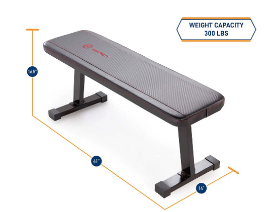New Marcy Black Utility Flat Bench With 300 lb. Weight Capacity