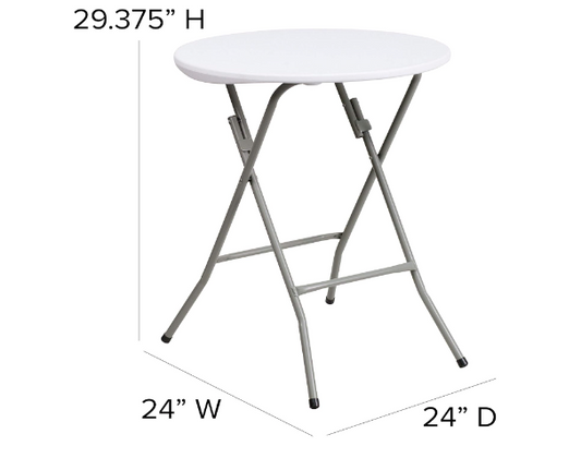 New Open Box Flash Furniture 2-Foot Round Granite White Plastic Folding Table