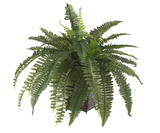 New Open Box Nearly Natural 23in Artificial Boston Fern With Wicker Basket