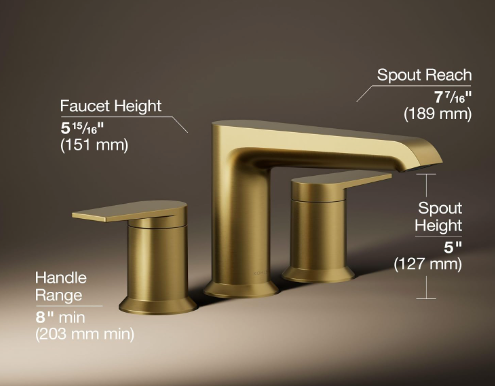 New Open Box KOHLER 10.0 GPM Hint Two-Handle Deck-Mount Bath Faucet Trim