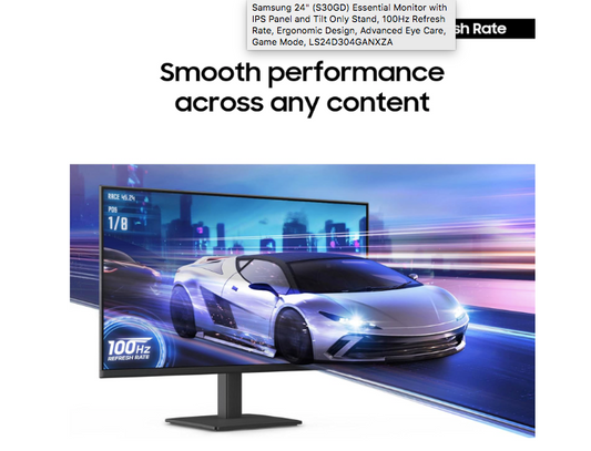 New Open Box Samsung 24" (S30GD) Essential Monitor With IPS Panel, Tilt Stand