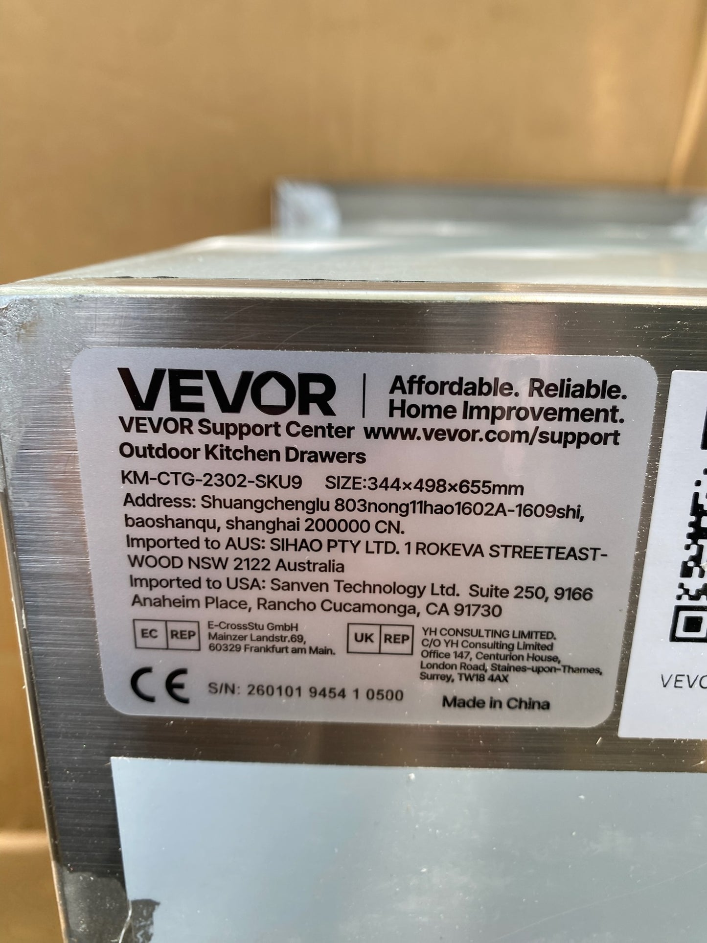 New VEVOR Pull Out Drawer Trash Bin With Sliding Rails In Stainless Steel