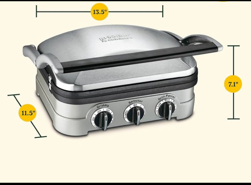 New Open Box Cuisinart Indoor 5-in-1 Griddler Grill With Nonstick Cooking Plates