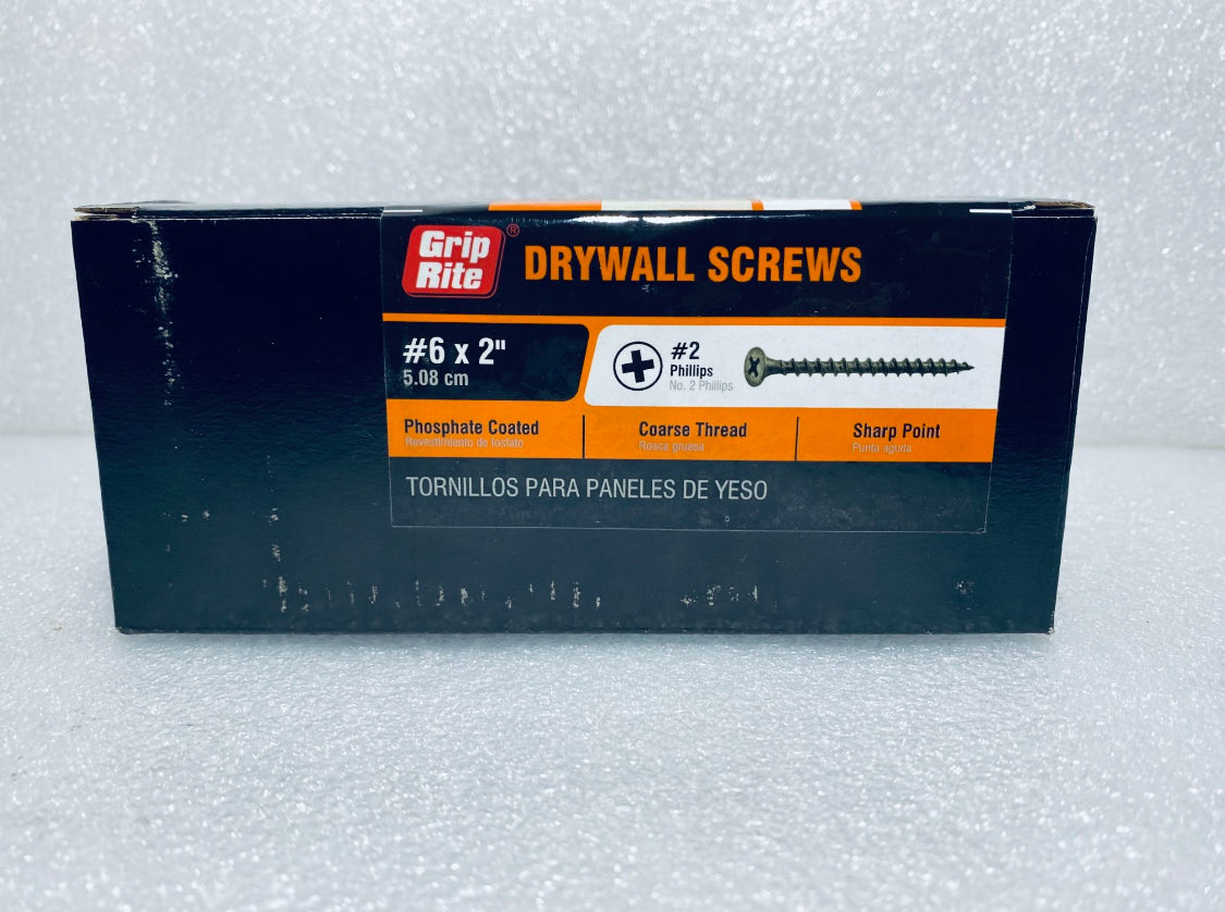 lot Of 2 New - Grip Rite 5lb. #6 x 2” #2 Drywall Screws, 829 Screws Per Box