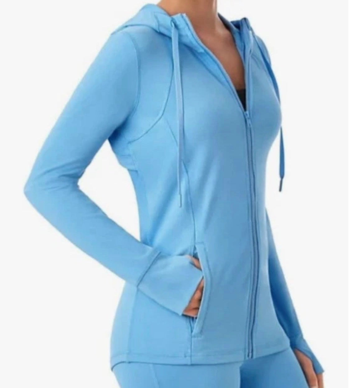 New Members Mark Ladies Everyday Moisture Wicking Full Zip Hooded Performance Jacket XXL, Blue Hills
