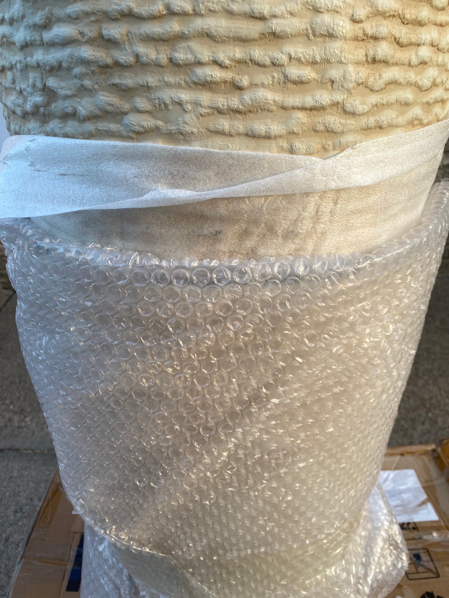 Set of 2 - New Worth 9 Gallon Tall Round Planters 14" Dia x 21" H, Beige