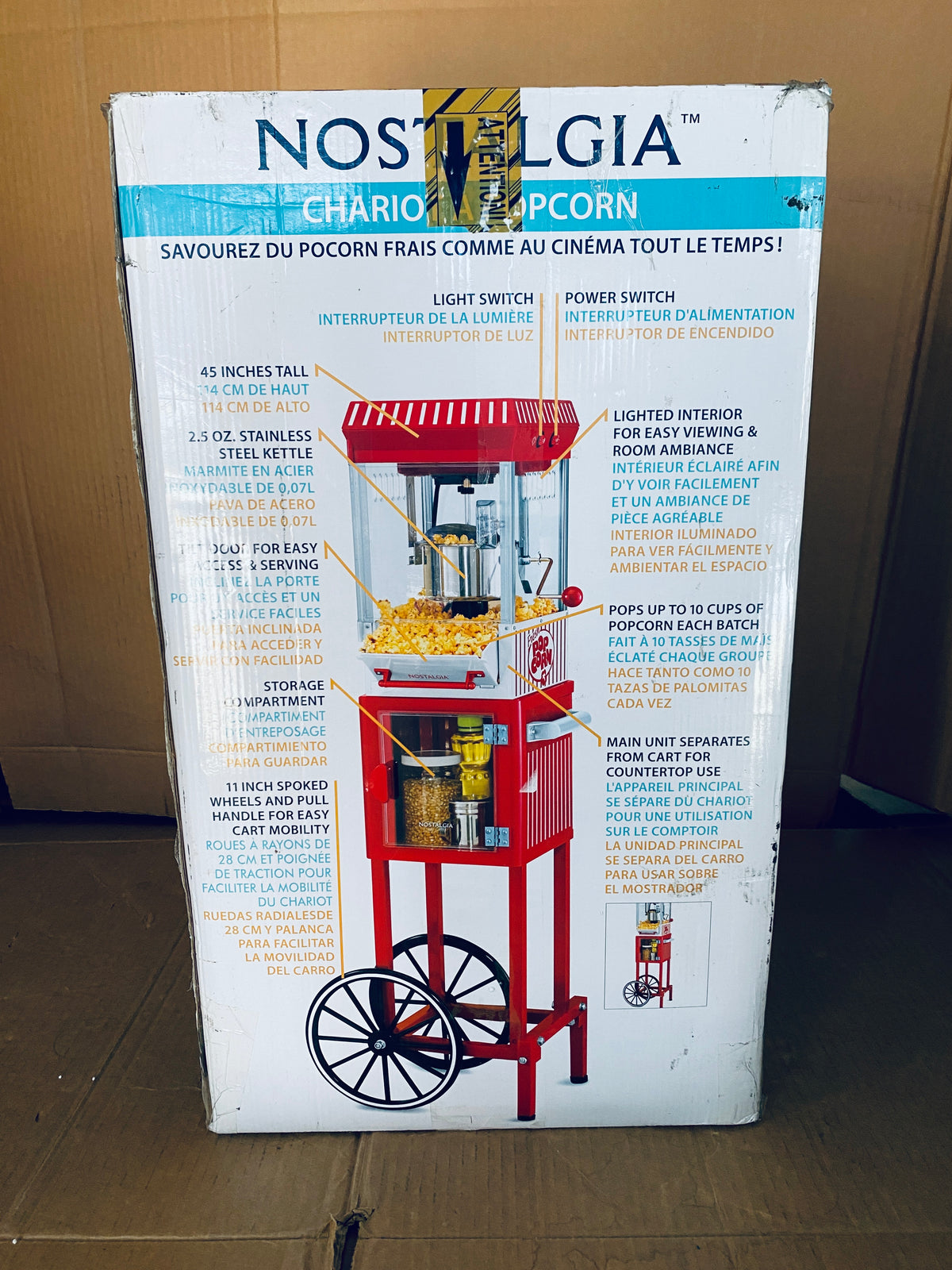 New Other Nostalgia Popcorn Maker Machine With Professional Cart & 2.5 Oz Kettle