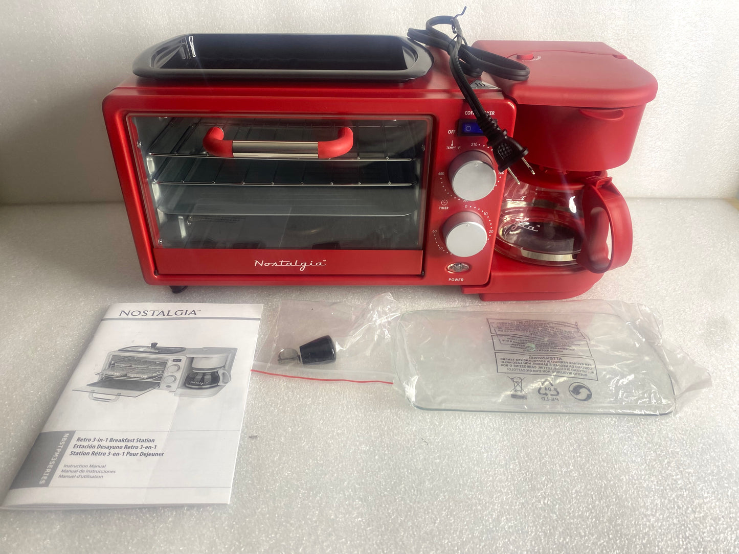 New Other Nostalgia Retro 3-in-1 Breakfast Station, Red