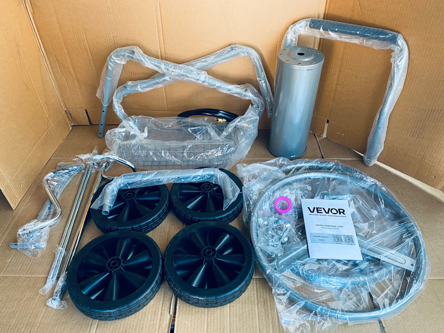 New Open Box VEVOR Water Hose Reel Cart, Holds Up to 300ft Hose With 4 Wheels