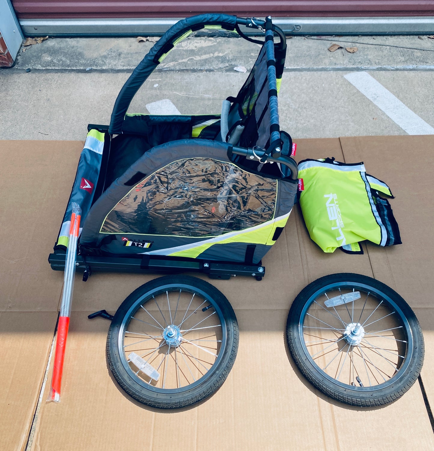 Allen Sports Deluxe Steel 2 Child Bike Trailer, Green