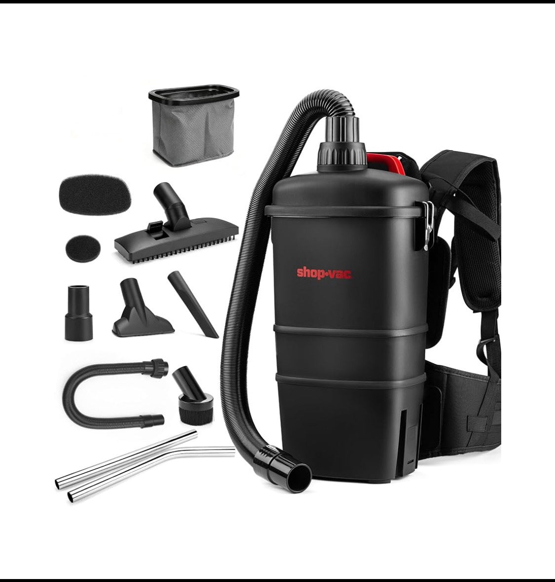 Shop-Vac Commercial 1.5 Gallon 4.5 PHP Corded Canister Backpack Vacuum, Black