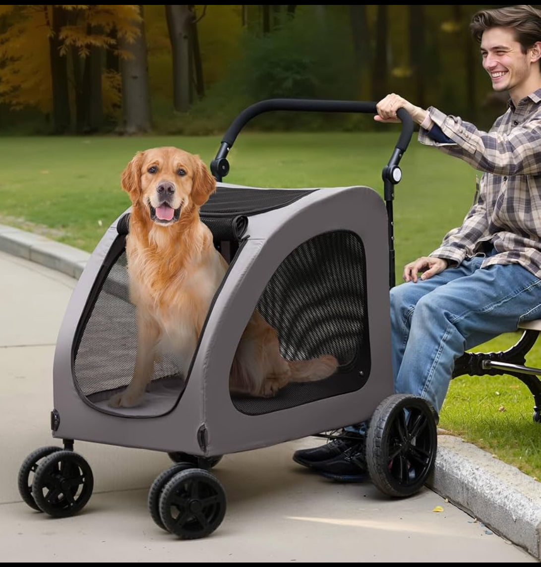 Like New VEVOR 4 Wheel Pet Stroller/Carrier With Brakes, 160lb Weight Capacity