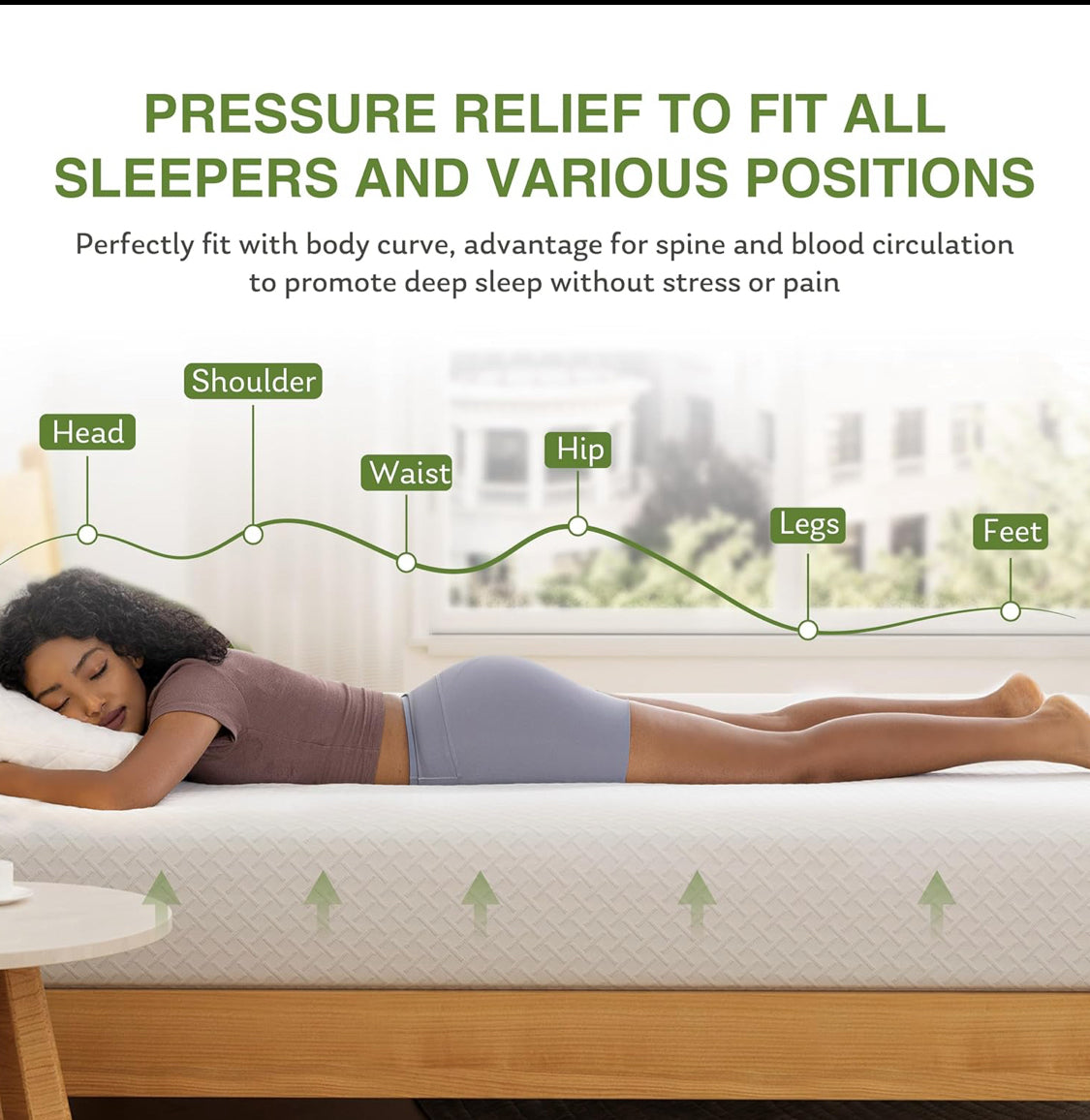 New EGOHOME 6” Twin Memory Foam Mattress With Cooling Green Tea Gel, White