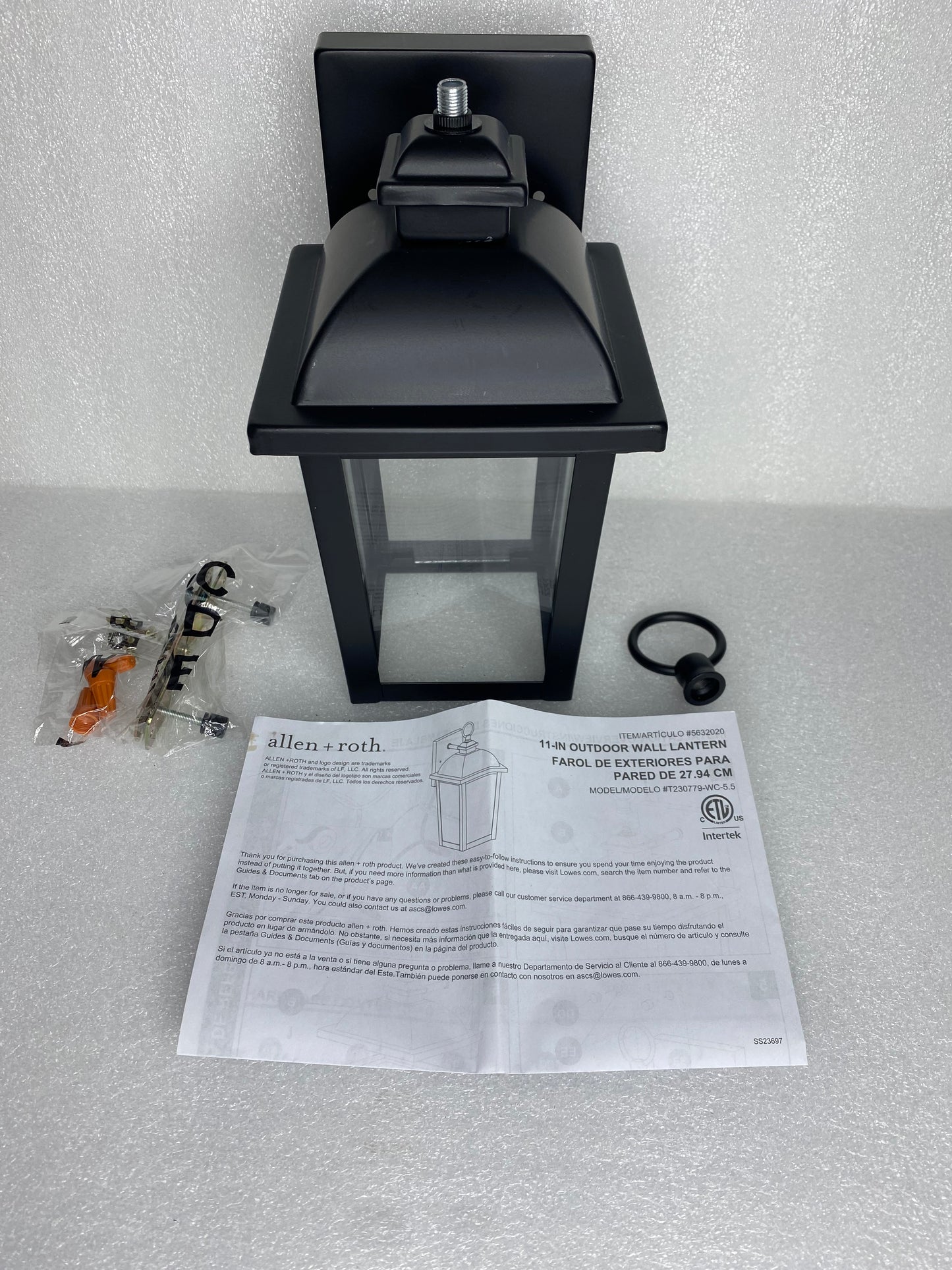 new Other-allen + roth Belford 11.4” H Hardwired Outdoor Wall Light, Matte Black