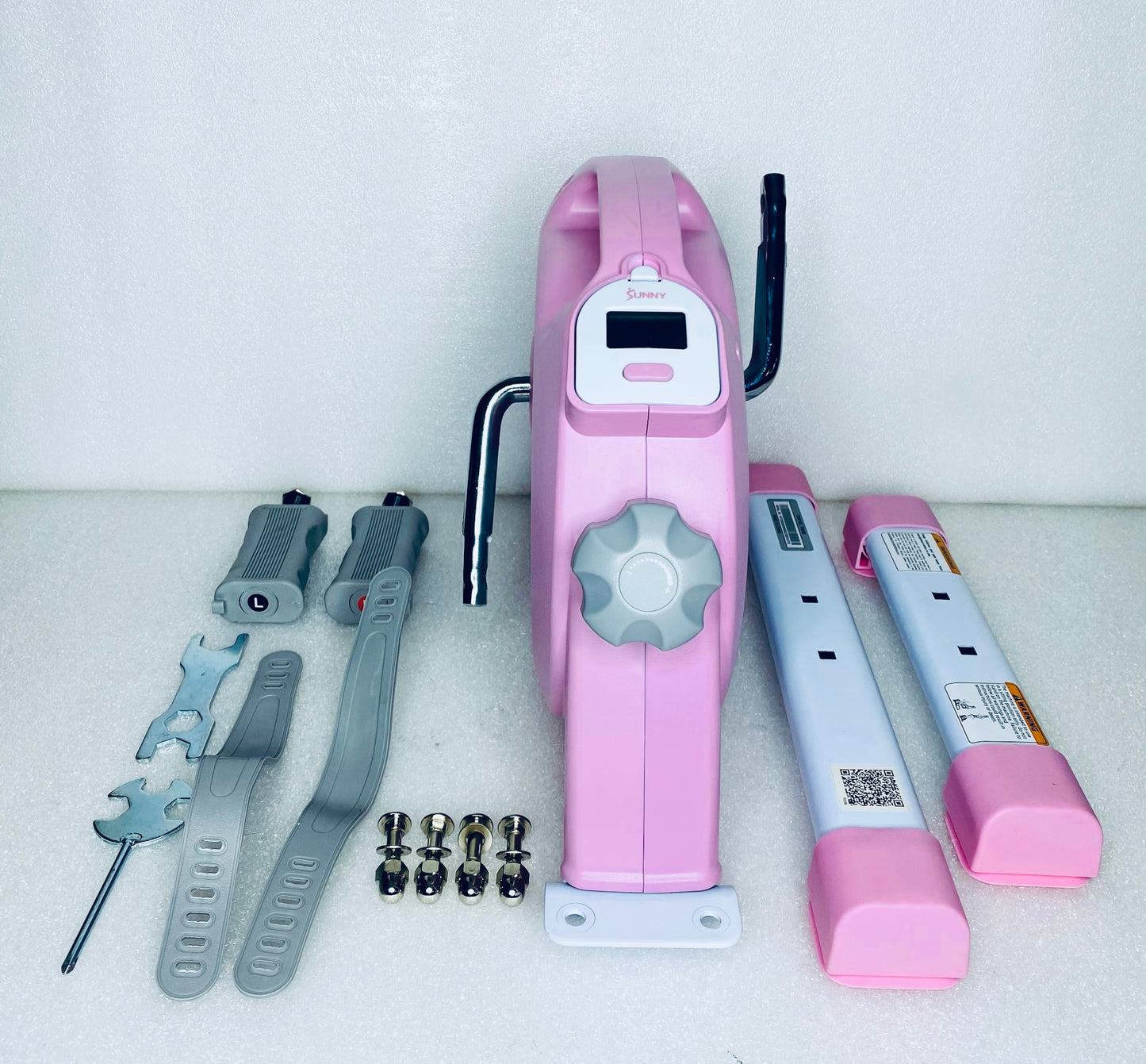 New Other Sunny Health & Fitness Under Desk Smart Mini Exercise Bike, Pink/White