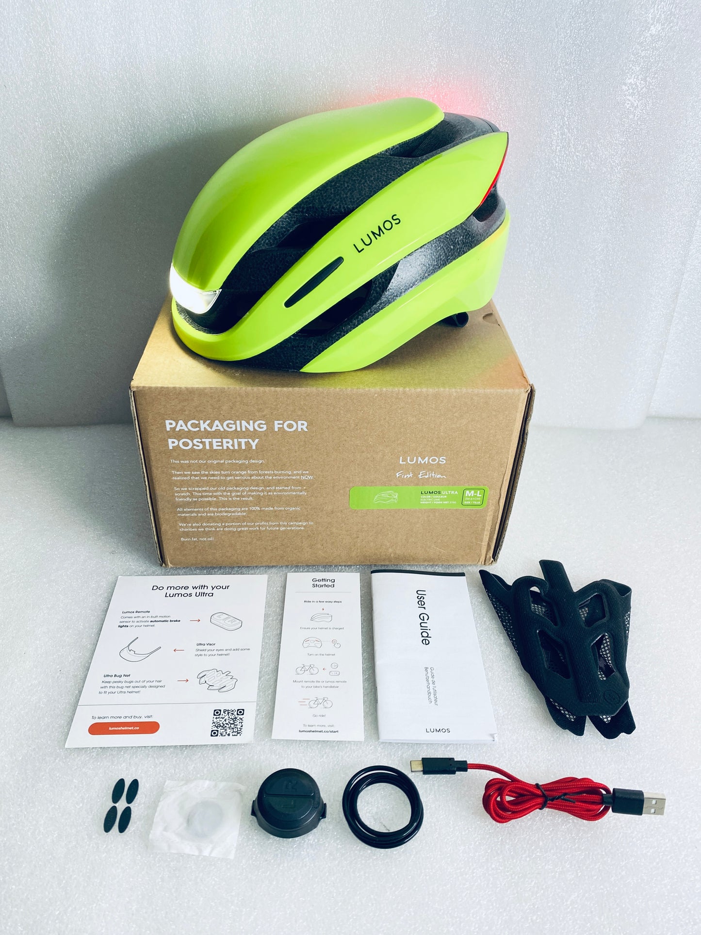 New Other Lumos Ultra Size M/L Bluetooth Electric Lime Smart Helmet With Remote