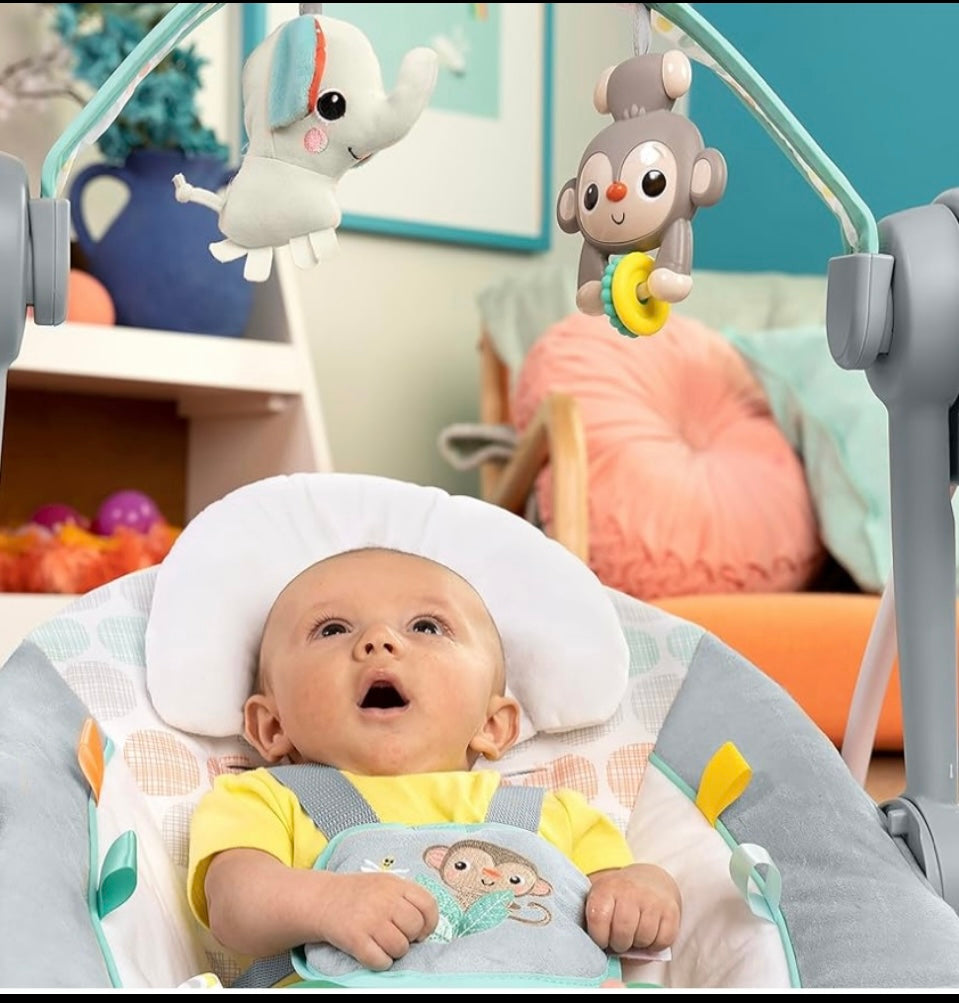 Bright Starts Automatic 6-Speed Portable Baby Swing, Whimsical Wild