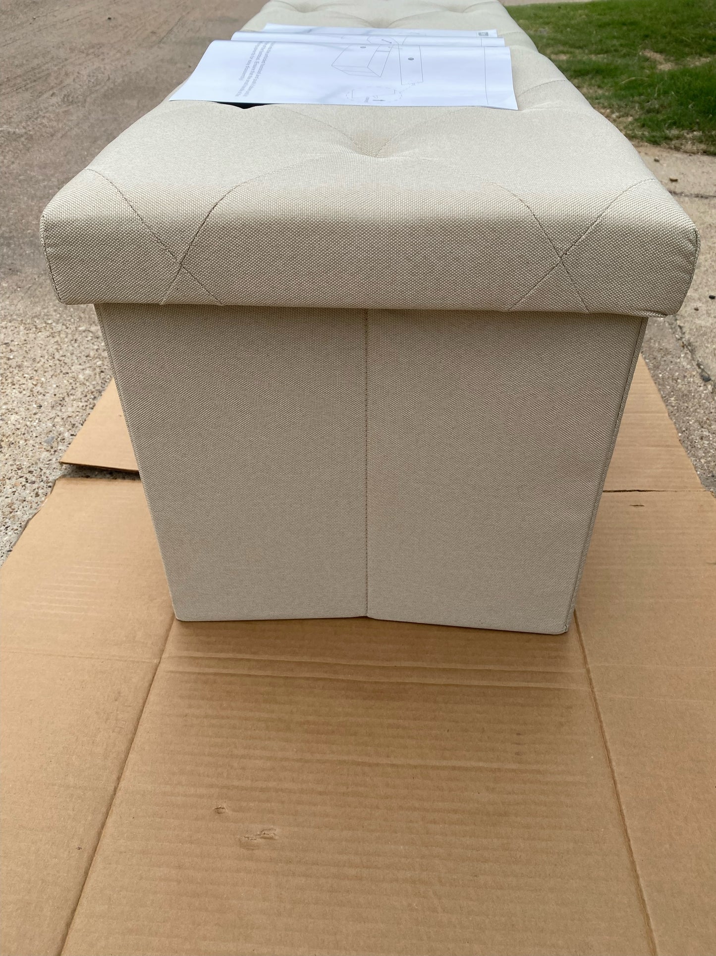 New Open Box NEWBULIG 43” Folding Storage Ottoman Bench, Beige