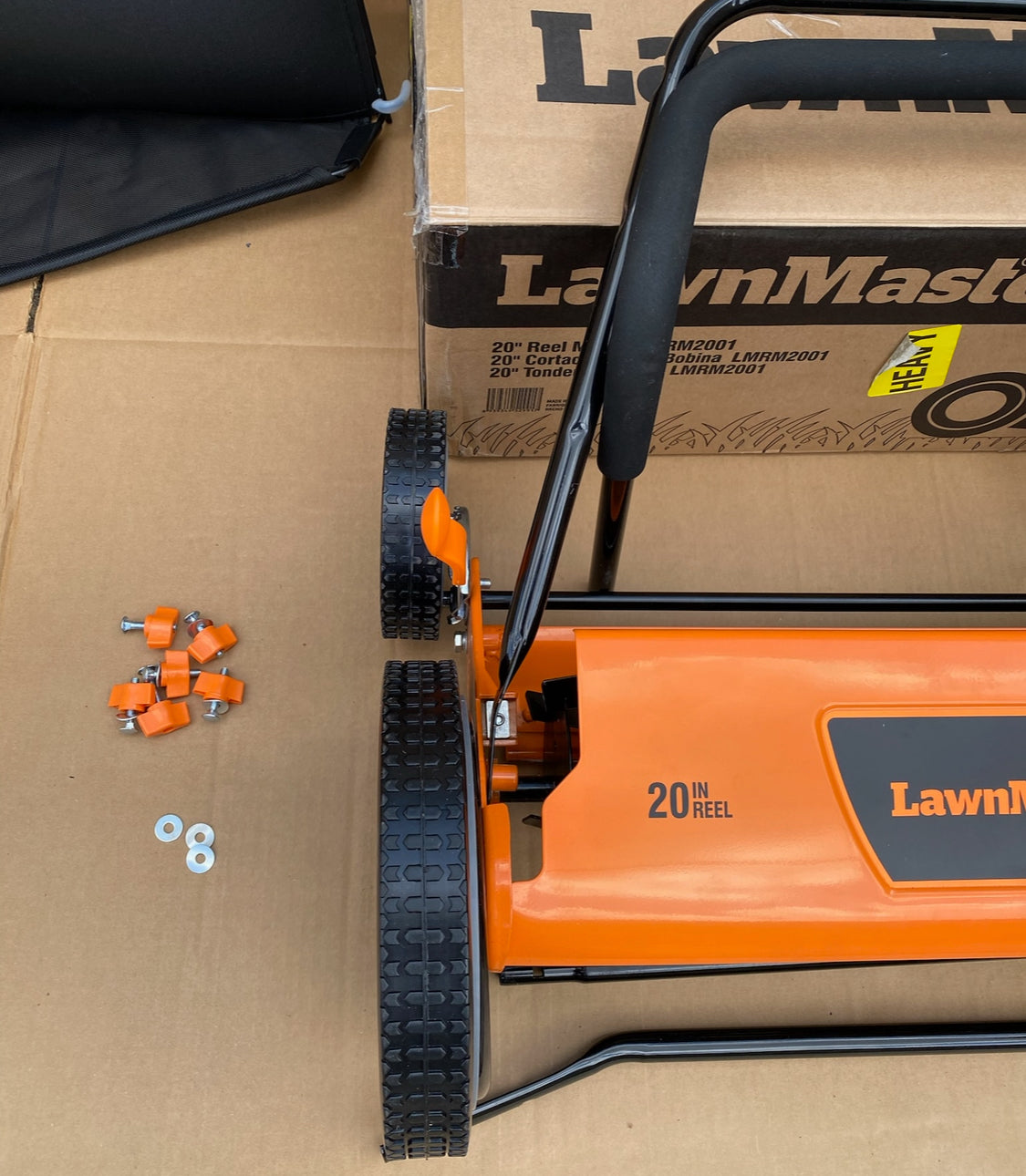 LawnMaster 20” 5-Blade Push Reel Lawn Mower, Orange/Black
