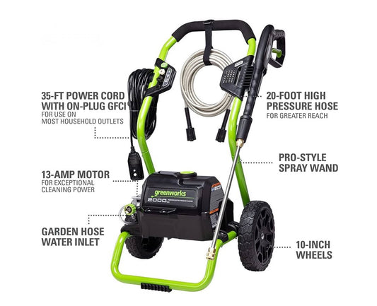 New Other Greenworks 2000 PSI (1.2 GPM Max) Rollable Electric Power Washer