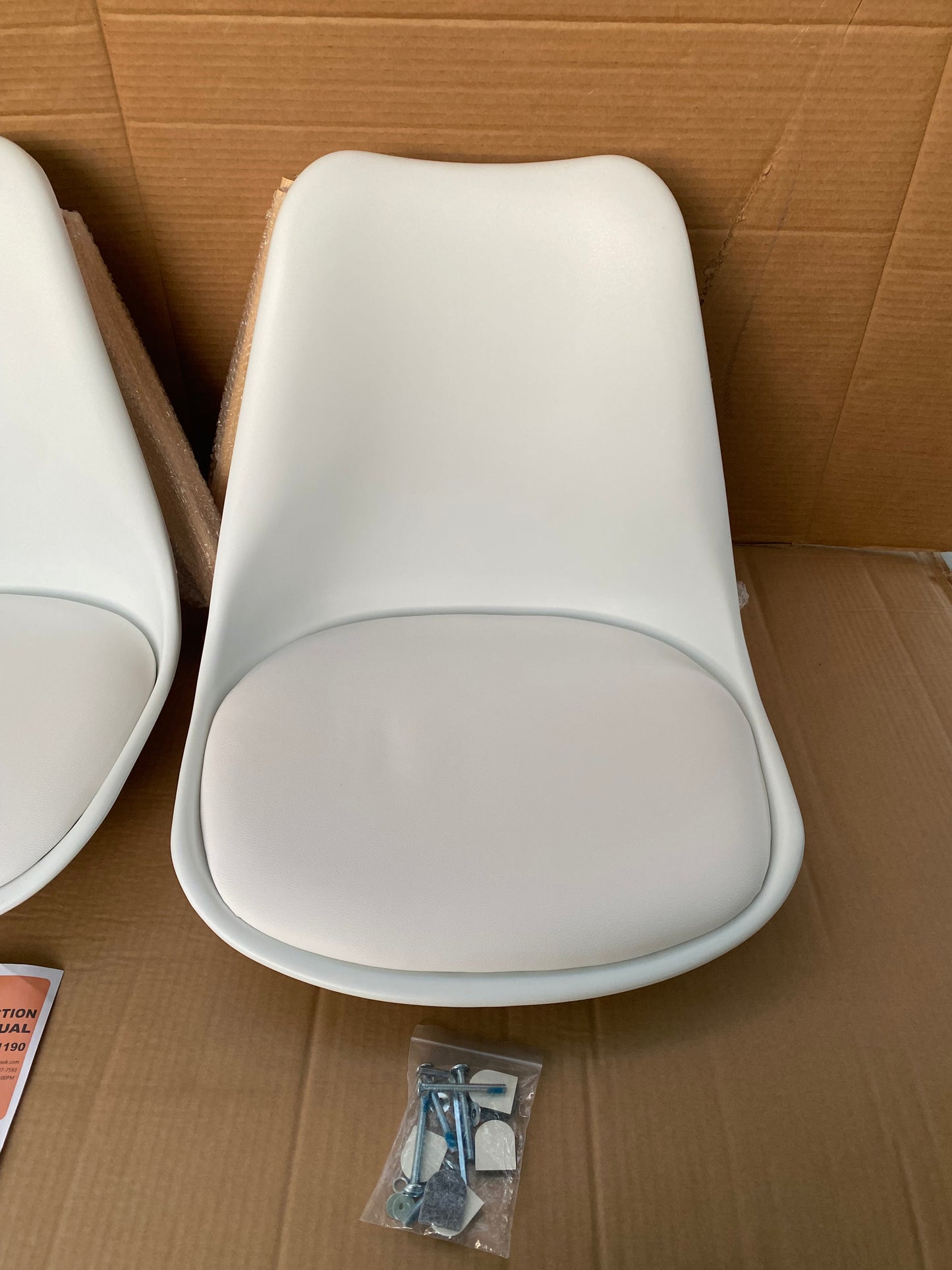 Set Of 3 - New Modern Dining Chairs With Wood Legs & Leather Upholstery