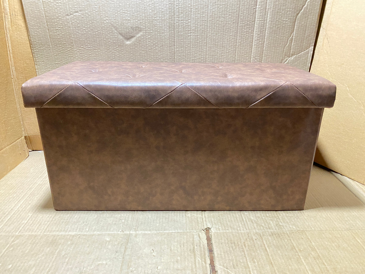 New Open Box SONGMICS 43.3" Folding Storage Ottoman Bench, Coffee Brown