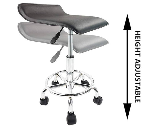 New KKTONER Square Height Adjustable Rolling Stool With Foot Rest, Black