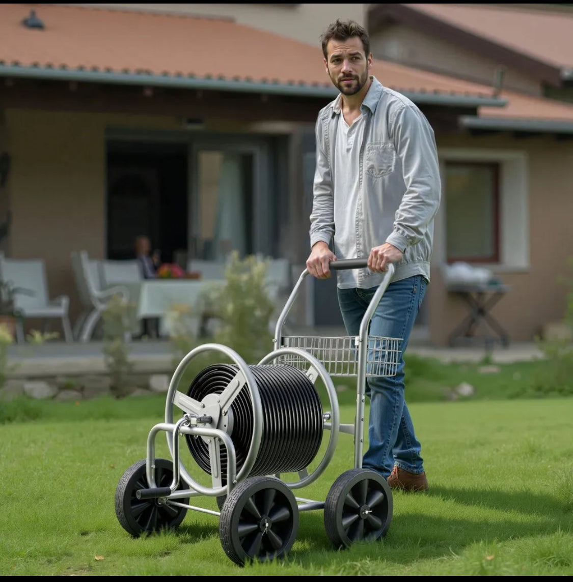 New Open Box VEVOR Water Hose Reel Cart, Holds Up to 300ft Hose With 4 Wheels