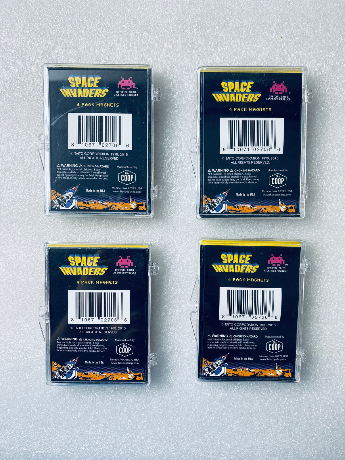 Lot Of 4 - New Other The Coop Space Invaders 1.5" Magnets, (16 Magnets Total)