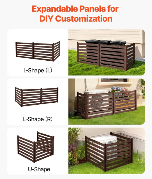 New Other VEVOR 48” x 37” 3 Panel Outdoor Wooden Privacy Fence With Metal Stakes