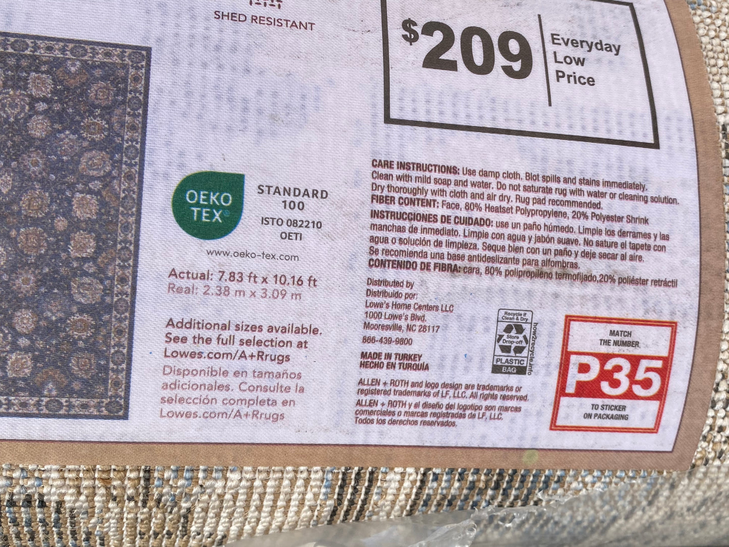 New Other - Allen + Roth Blue Garden 7’ 10” x 10’ 2” Rectangular Area Rug