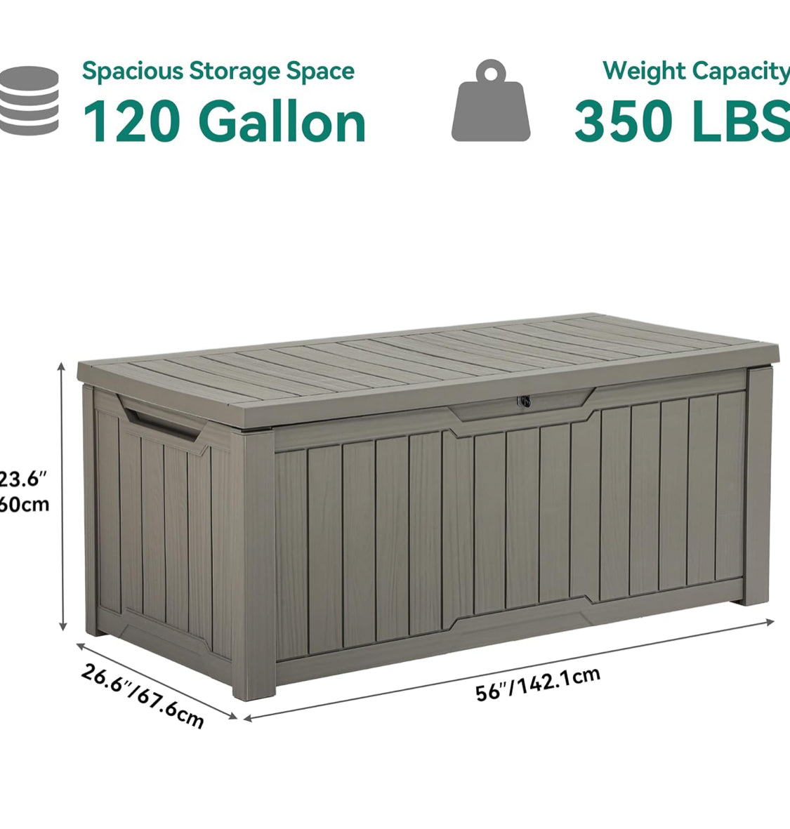 New Other YITAHOME 120 Gallon Outdoor Lockable Storage Deck Box, Light Brown