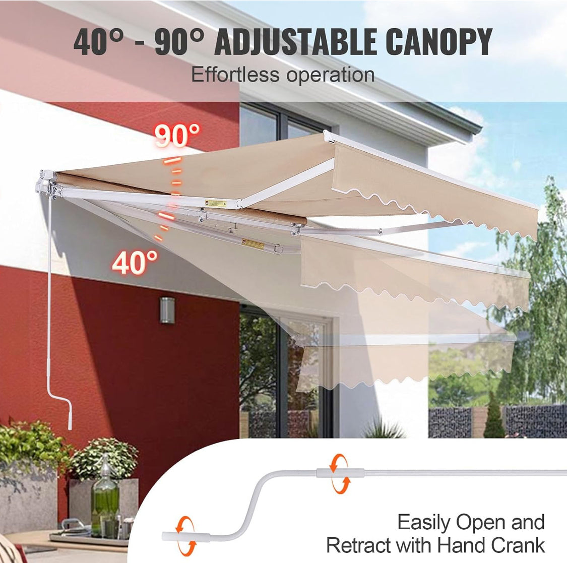 New Other VEVOR Manual Retractable 8 x 7 ft Awning/Sun Shade With Crank Handle